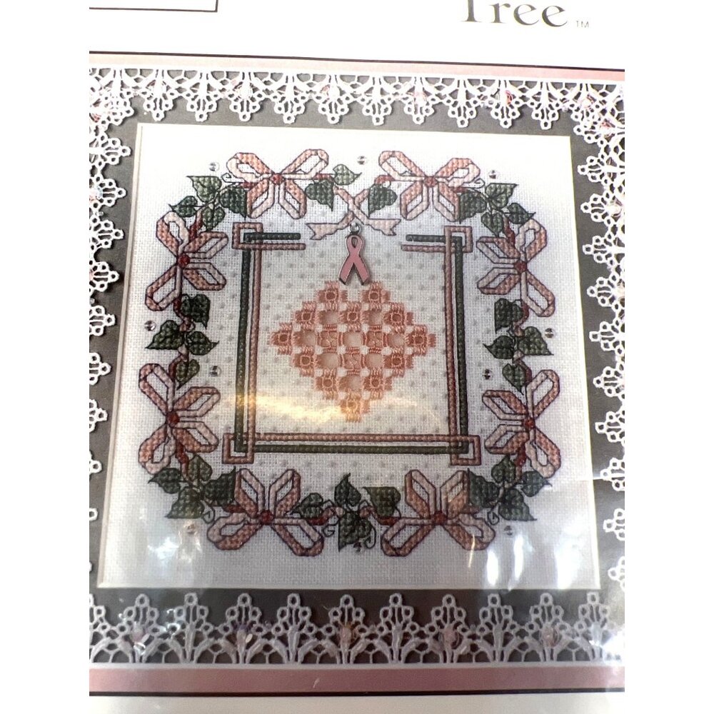 Find The Cure Cross-Stitch Pattern The Sweetheart Tree Includes Beads & Charm